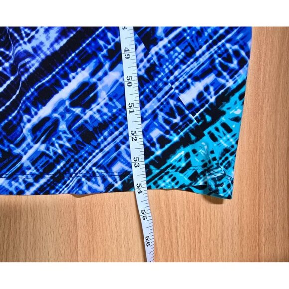 Catherines Maxi Dress 4X Blue Stretch Popover Sleeveless Black Trim Comfort Slit - Picture 7 of 13